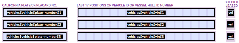 Example of repeated fields