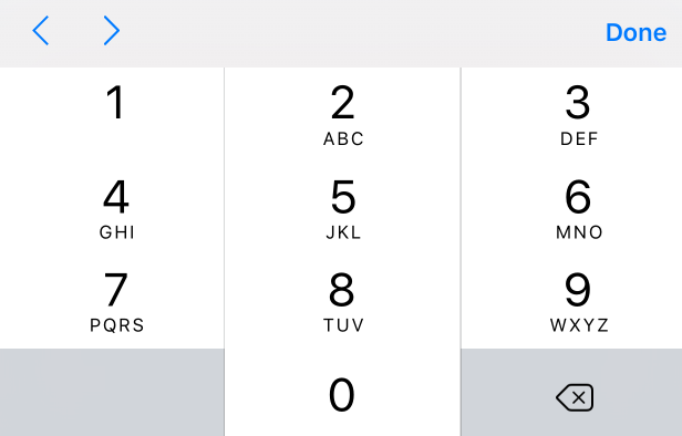 iOS numeric keypad