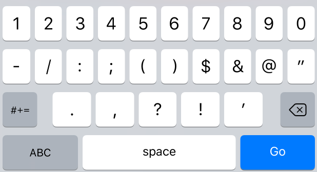 iOS numeric keypad