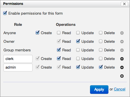 Permissions dialog