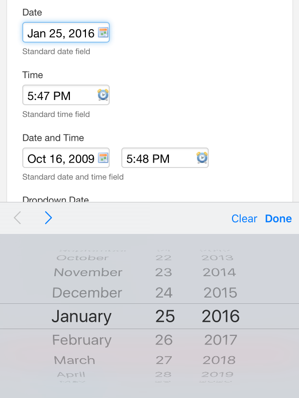 iOS date picker