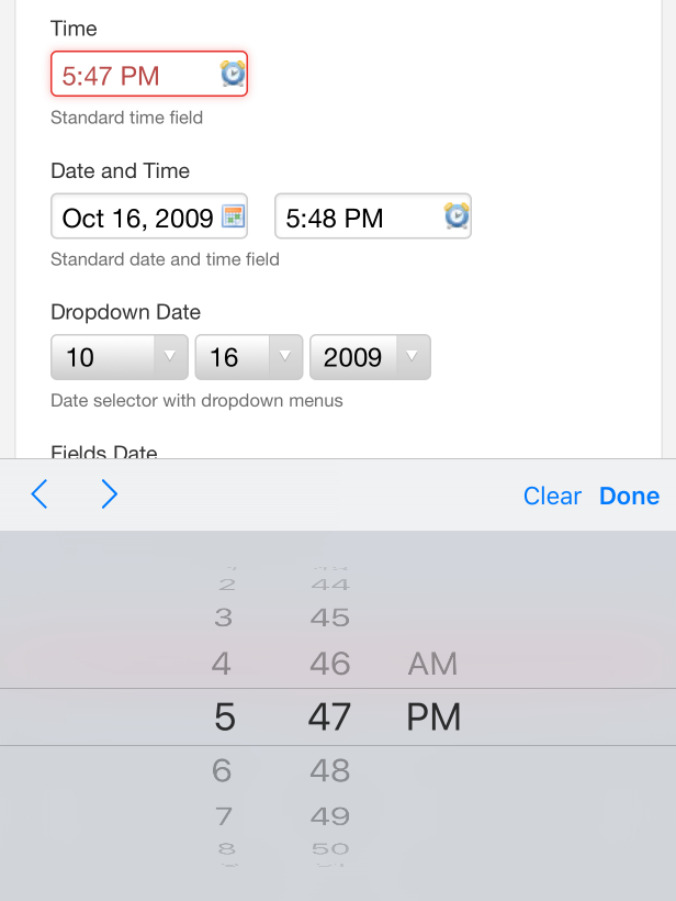 iOS time picker